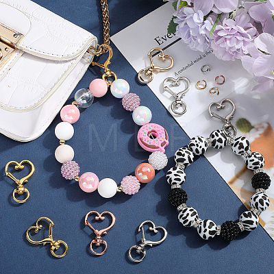 40Pcs 4 Colors Heart Shape Zinc Alloy Swivel Lobster Clasp FIND-SP0002-60-1