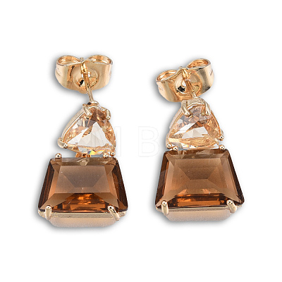 K9 Glass Triangle with Trapezoid Dangle Stud Earrings EJEW-N053-52-1
