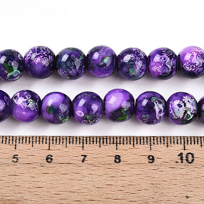 Baking Painted Glass Beads Strands DGLA-N003-10mm-A07-1