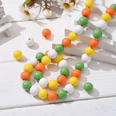 160Pcs 4 Colors Farmhouse Country and Rustic Style Painted Natural Wood Beads WOOD-LS0001-01K-1