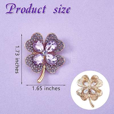 Cubic Zirconia Clover Brooch Pin JBR105D-1