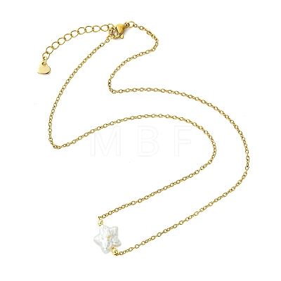 Natural Baroque Keshi Pearl Pendant 304 Stainless Steel Cable Chain Necklaces for Women NJEW-JN06225-1