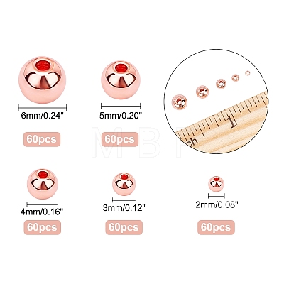 300Pcs 5 Sizes Brass Beads KK-PH0001-73RG-WH-1