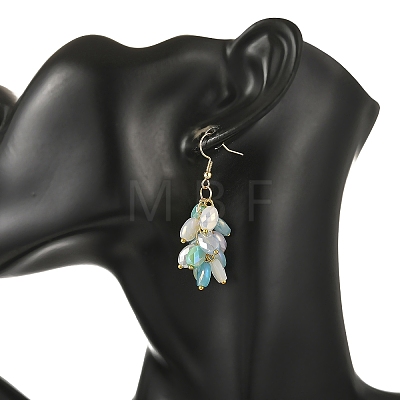 304 Stainless Steel & Electroplate Glass Beads Cluster Earrings for Women EJEW-JE07470-1