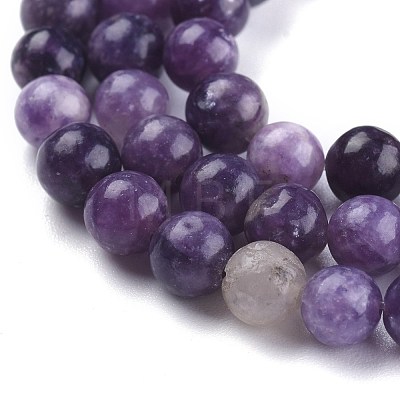 Natural Lepidolite/Purple Mica Stone Beads Strands X-G-K415-6mm-1