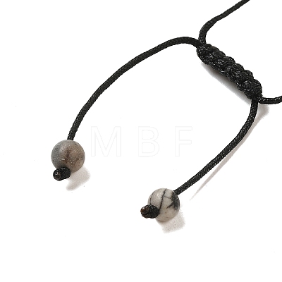 12.5mm Round Natural Black Netstone Braided Bead Bracelets for Women Men BJEW-C060-01R-1