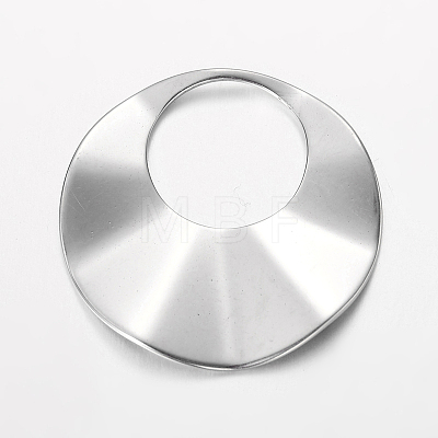 Flat Round 201 Stainless Steel Pendants X-STAS-O082-09-1