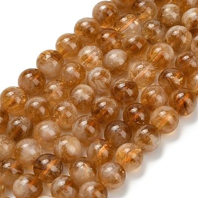 Heated Natural Citrine Beads Strands G-L642-B17-8mm-1