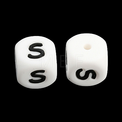 20Pcs White Cube Letter Silicone Beads 12x12x12mm Square Dice Alphabet Beads with 2mm Hole Spacer Loose Letter Beads for Bracelet Necklace Jewelry Making JX432S-1