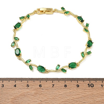 Brass Glass Flower Link Chain Bracelets KK-CBA7DFA-01G-B-1