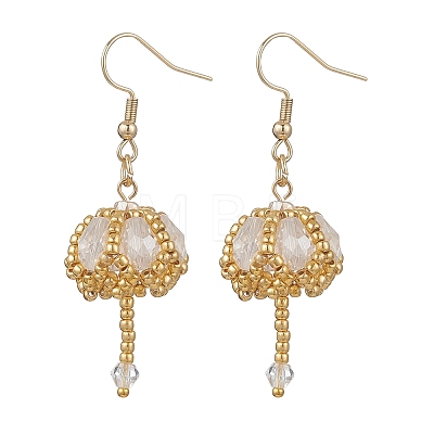 Transparent Electroplate Glass & Seed Glass Beads Dangle Earrings EJEW-MZ00714-01-1