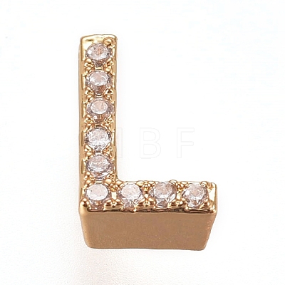 Golden Plated Brass Micro Pave Cubic Zirconia Slide Charms ZIRC-L075-61L-G-1