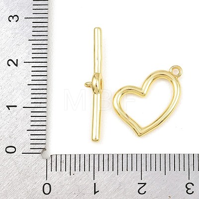 Heart Brass Toggle Clasps KK-G548-43G-01-1