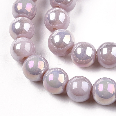 Electroplate Opaque Glass Beads Strands GLAA-T032-P8mm-AB07-1