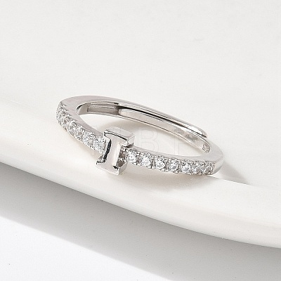 S925 Sterling Silver Adjustable Letter Rings for Women RJEW-M068-01P-I-1