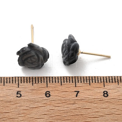 Brass Cat Eye Stud Earrings EJEW-B133-01G-05-1