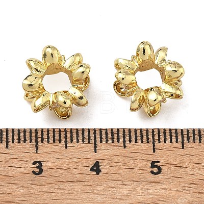 Flower Brass Clear Cubic Zirconia European Beads KK-D228-28G-1