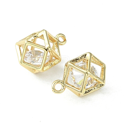 Brass Cubic Zirconia Charms KK-G462-55KCG-1