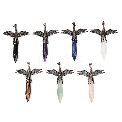 Natural & Synthetic Mixed Stone Faceted Pointed Bullet Shaped Big Pendants G-T145-01R-1