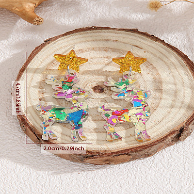 Christmas Acrylic Dangle Stud Earrings FS-WGDC115-03-1