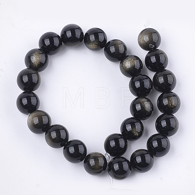 Natural Golden Sheen Obsidian Beads Strands X-G-S333-8mm-025-1