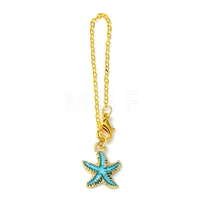 Alloy Enamel Starfish Cup Pendant Decorations HJEW-JM01754-1