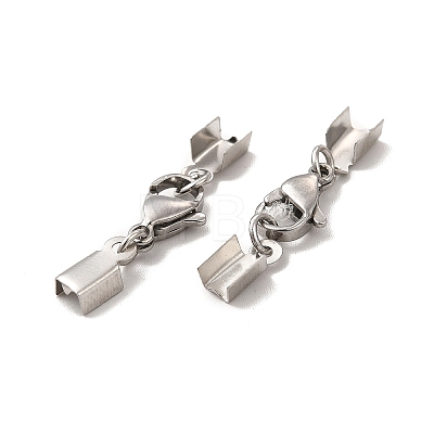 304 Stainless Steel Lobster Claw Clasps with Cord Ends X-STAS-H179-02P-1