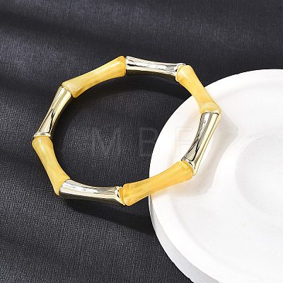 Plating Resin Beads Stretch Bracelets for Women BJEW-P374-02G-1