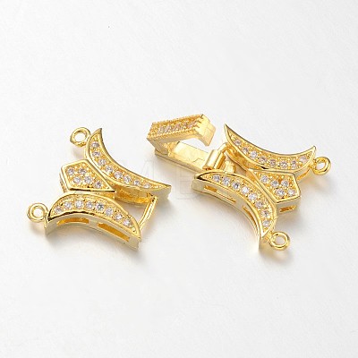 Brass Micro Pave Cubic Zirconia Fold Over Clasps ZIRC-F013-03G-FF-1