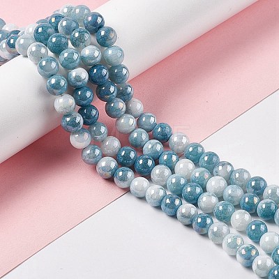 Electroplated Glass Beads Strands GLAA-C023-01J-1