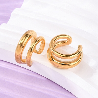 Two-layer C-Shaped 304 Stainless Steel Two Tone Cuff Earrings EJEW-A131-04E-G-1