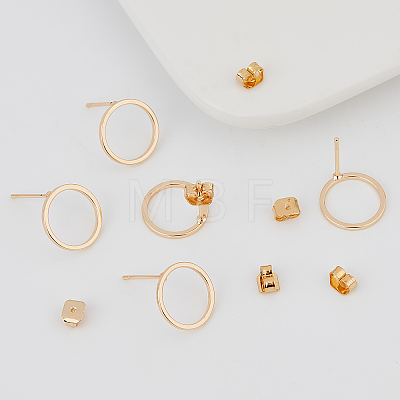 Ring Brass Stud Earing Findings KK-BBC0014-20G-1
