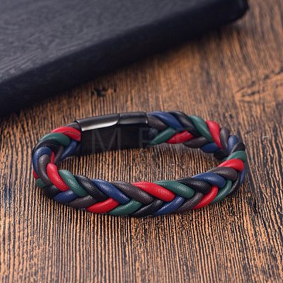 Weave Leather Braided Cord Bracelets PW-WG81F6A-01-1