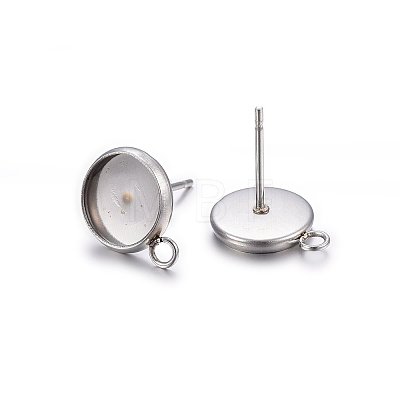 Non-Tarnish 304 Stainless Steel Stud Earring Settings LS-STAS-H467-08P-8mm-1