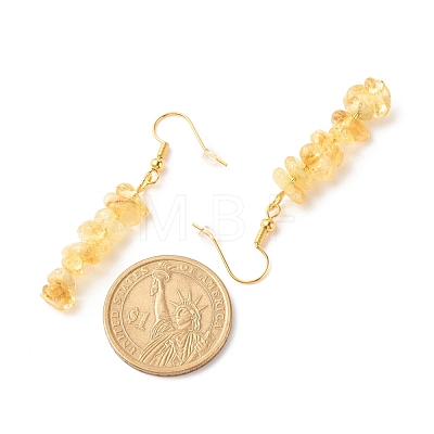 Natural Citrine Chip Beaded Dangle Earrings EJEW-JE04788-10-1