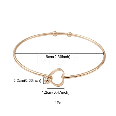 Stainless Steel Hollow Out Heart Bangle BJEW-YW0001-08G-1