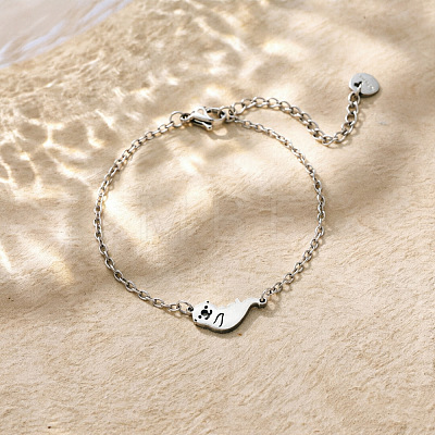 304 Stainless Steel Polar Bear Link Bracelets WG1BBC9-01-1