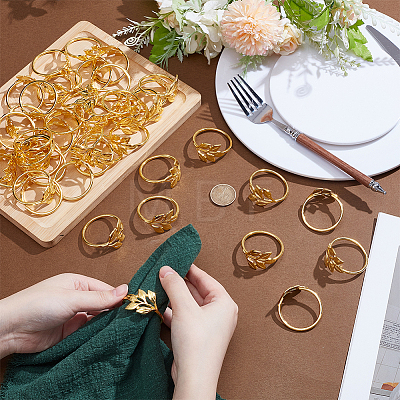 100Pcs Leaf Alloy Napkin Rings AJEW-UN0005-50-1