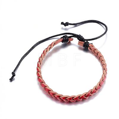 Adjustable Braided Leather Cord Bracelets BJEW-P099-21E-1