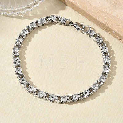 304 Stainless Steel Flower Link Chain Necklaces & Bracelets Sets SJEW-D091-04P-1