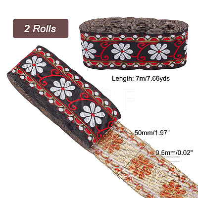 Ethnic Style Polyester Ribbon OCOR-WH0079-76A-1