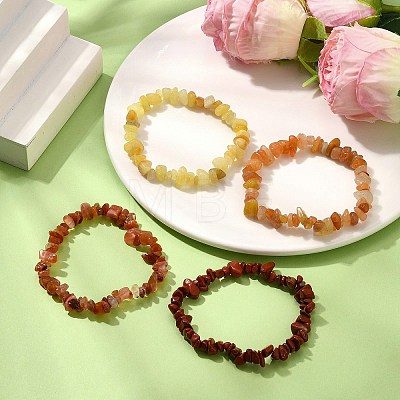 4Pcs Gemstone Beaded Stretch Bracelets Set BJEW-JB11179-1