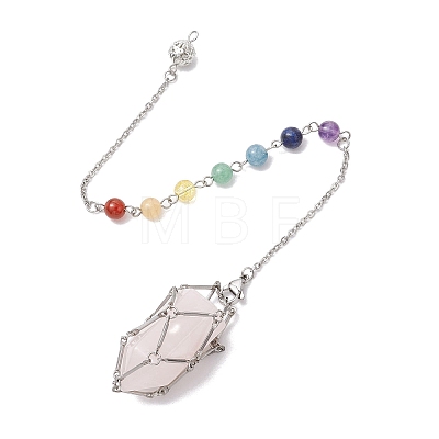 304 Stainless Steel Chain Macrame Pouch Empty Stone Holder Dowsing Pendulums HJEW-JM02327-03-1