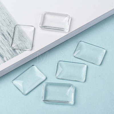 Transparent Rectangle Glass Cabochons GGLA-R025-33x23-1