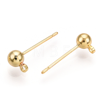 Brass Stud Earring Findings X-KK-I649-10G-NF-1