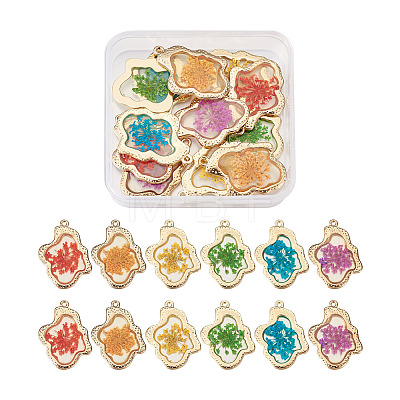 Craftdady 12Pcs 6 Colors Epoxy Resin Pendants RESI-CD0001-05-1