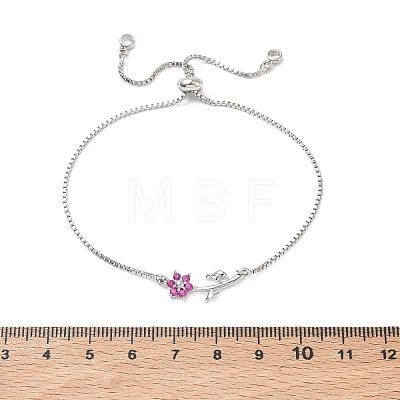 Adjustable Brass Micro Pave Clear Cubic Zirconia Box Chain Slider Bracelets BJEW-C156-09P-04-1