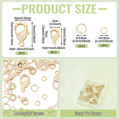 16Pcs 2 Styles Brass Lobster Claw Clasps KK-TA0009-17-1