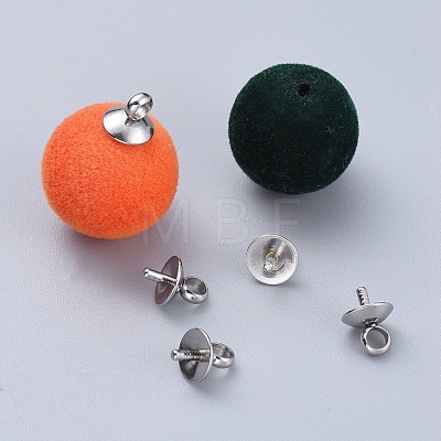 201 Stainless Steel Cup Pearl Peg Bails Pin Pendants STAS-E030-5-1