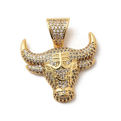 Brass Micro Pave Clear Cubic Zirconia Pendants KK-H267-060C-G-1